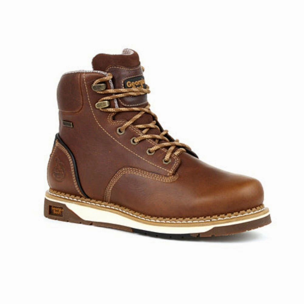 Georgia Boot Wedge Men's Steel Toe Waterproof Boots Gb00351 In Brown Anti   Odor Rapid Lacing System