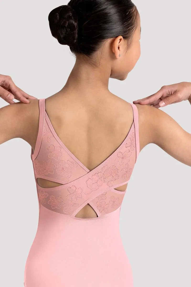 Girls Jazz Floral Cross Back Leotard Multi Directional Flex