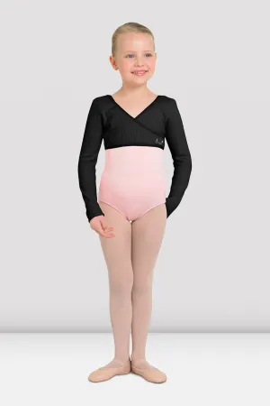 Elasticized Hem Street Style Girls Rib Cross Front Top