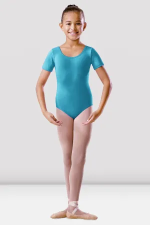 Tagless label fashion-conscious Girls Round Neck Short Sleeve Leotard