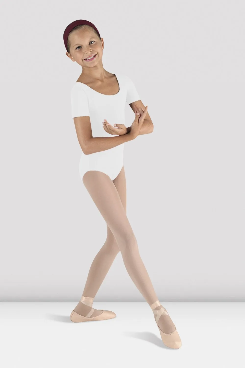 Girls Short Sleeve Round Neck Leotard AntiOdor Technology