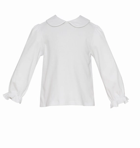 Adjustable Waistbands Soft Socks Girls' White L/S Blouse