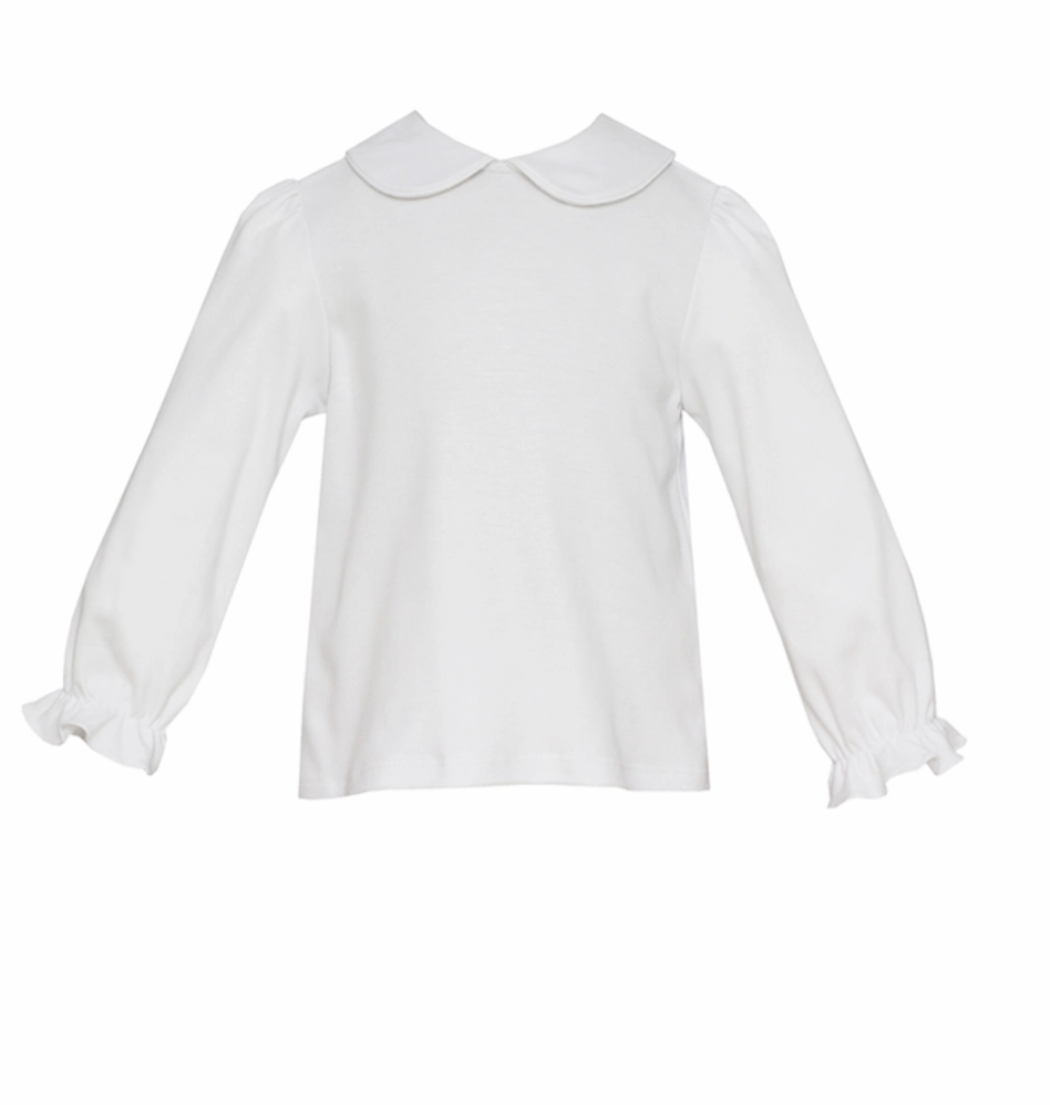 Adjustable Waistbands Soft Socks Girls' White L/S Blouse