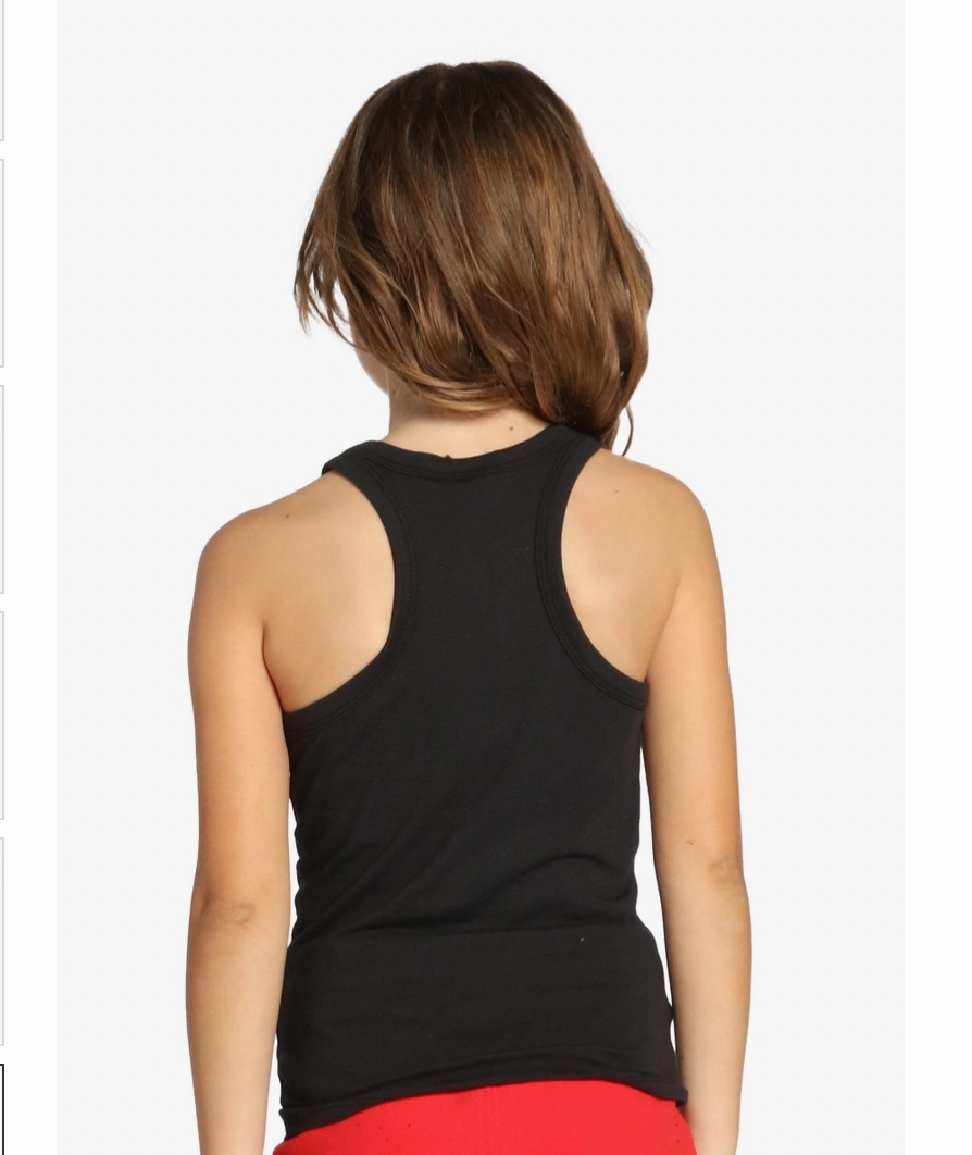 Reinforced Hem Soft Joggers Girls Basic Tank Top - Black