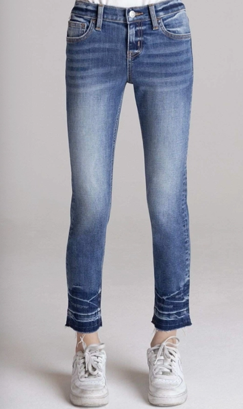 Girls Dark Blue Skinny Jeans Digital Glow