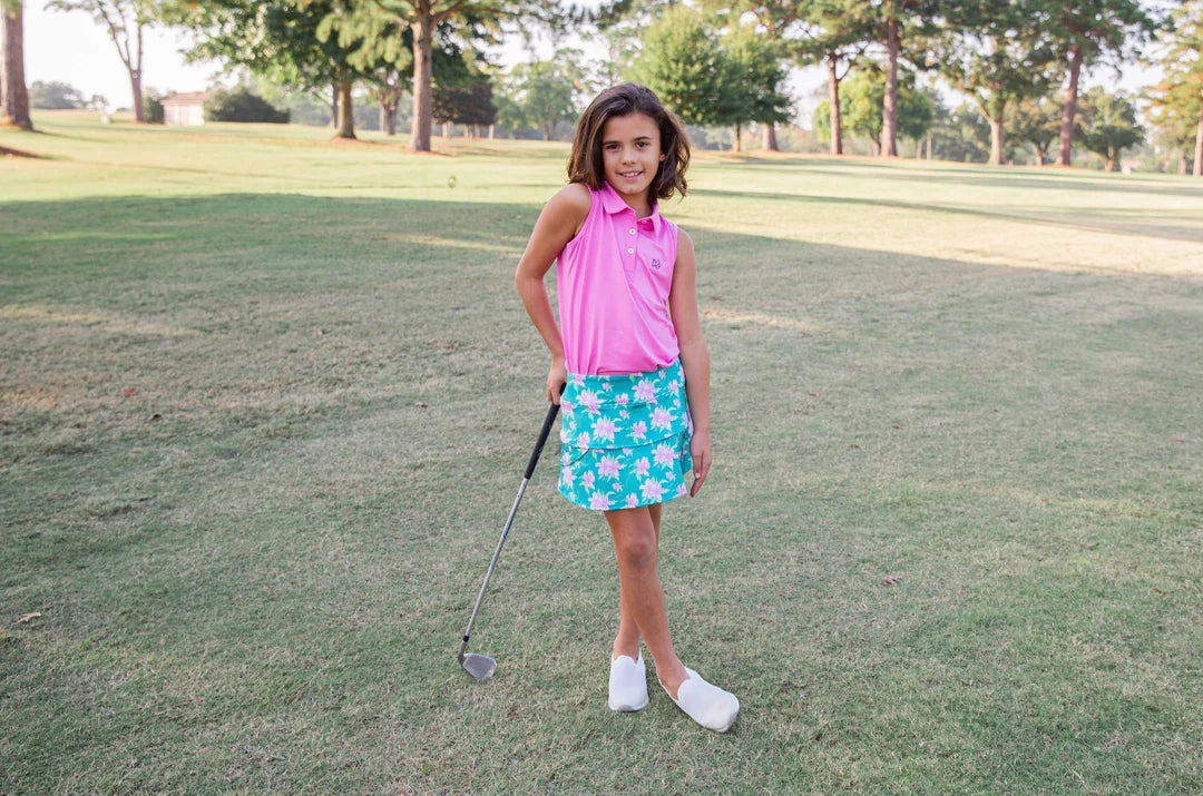 Essential Tee Suburb Ease Girls Starboard Swing Skort in Augusta Azalea Print