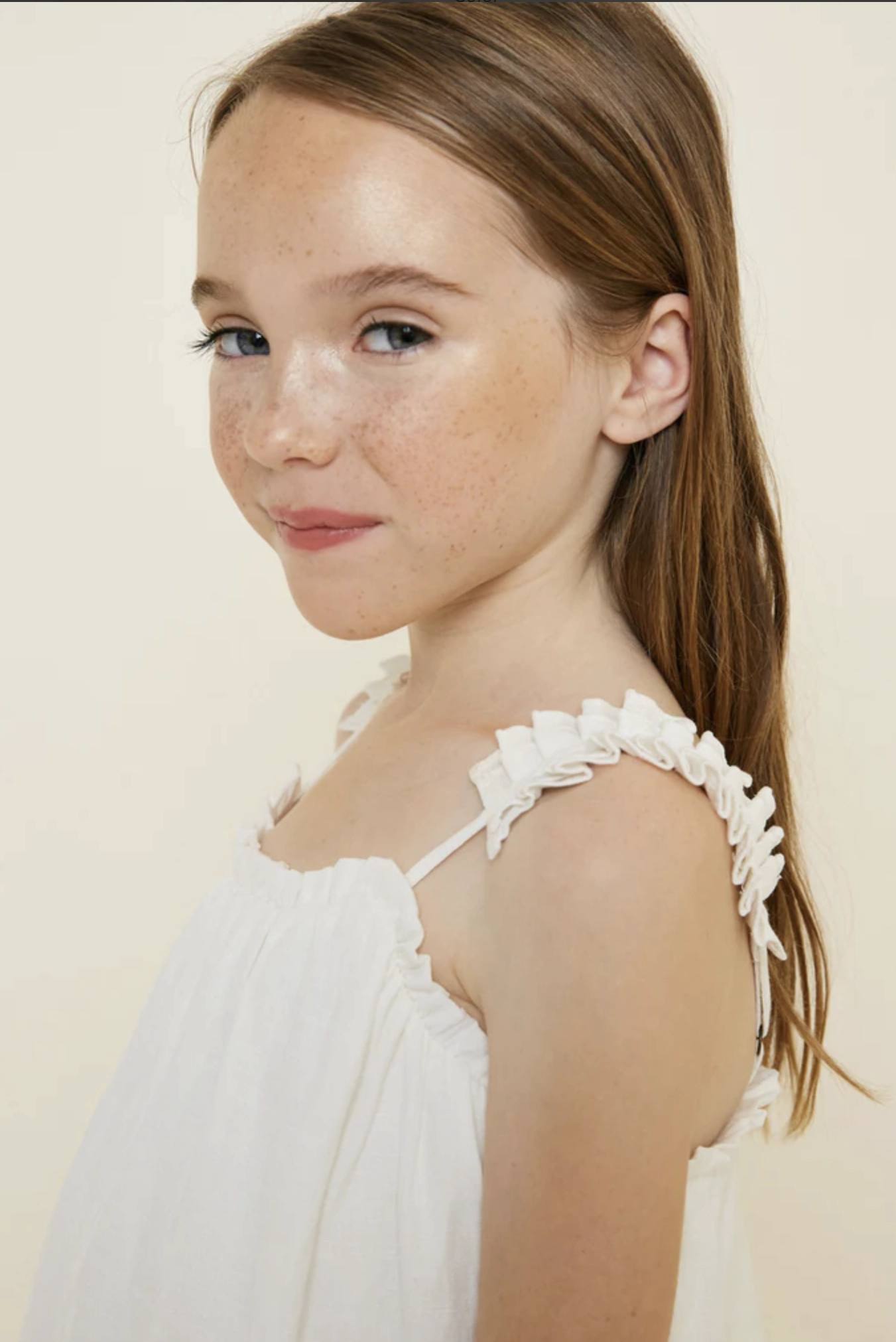 Girls Tiered Pleated Strap Tank - Off White Outdoor Jacket Hero Fit