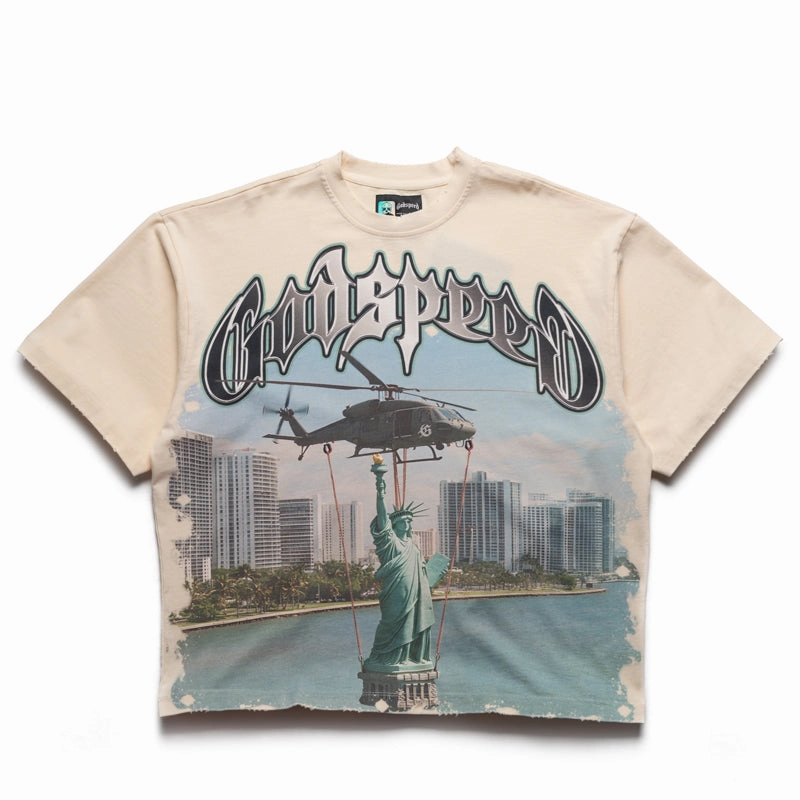Sea Fit Shoot Mood Godspeed New York JFK To MIA Tee - Bone