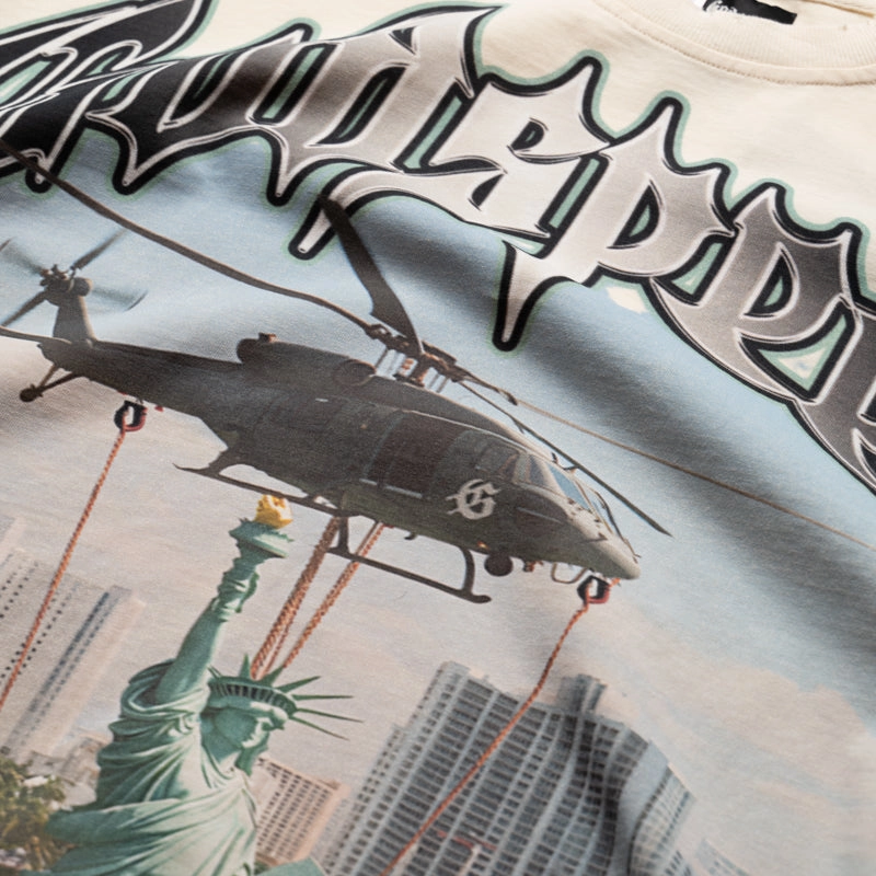 Godspeed New York JFK To MIA Tee - Bone Denim Cool