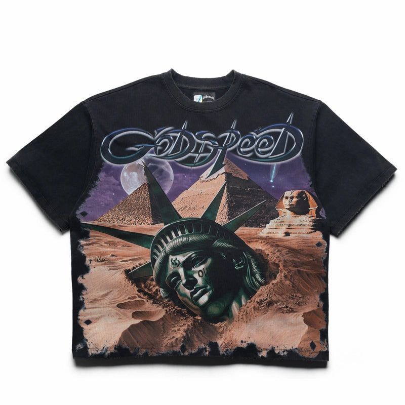 Godspeed New York Mother Cairo Tee - Black Wash Tech Edge Pearl Tone