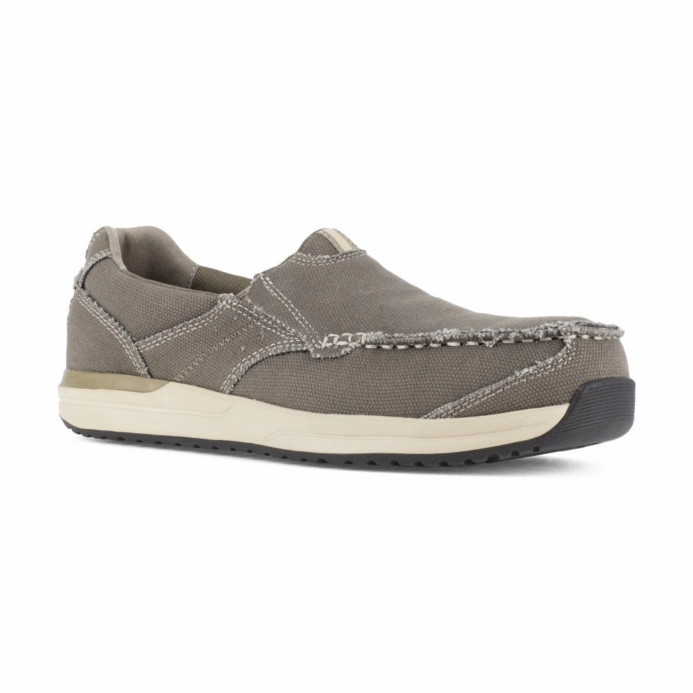 Durability Focus Secure Grip Rockport Casual Work Slip-on Men's Composite Toe Shoe's Langdon Rk2151 In Breen