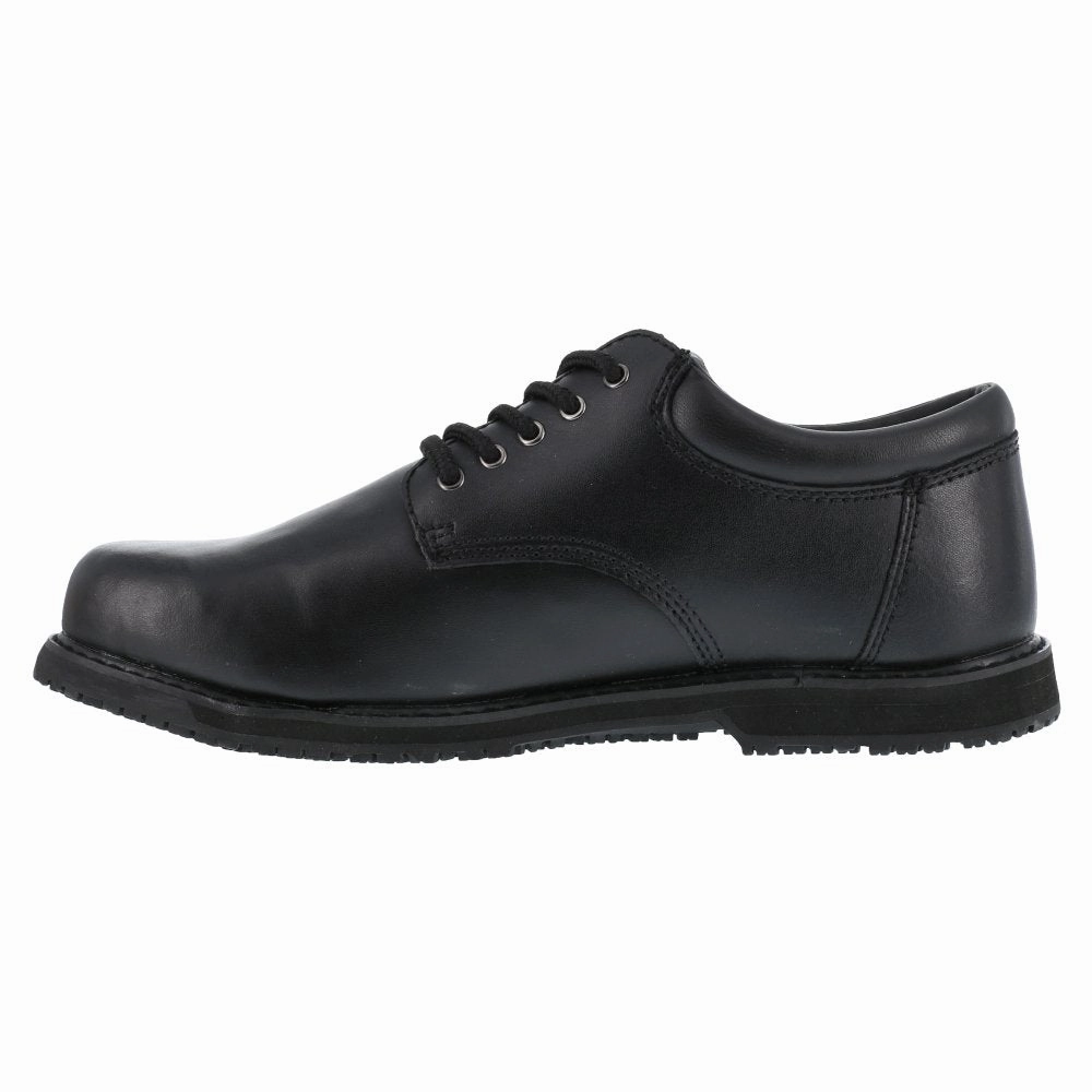 Strong Construction Slip-Resistant Grip Grabbers Men's Plain Toe Oxford Work Shoe's Soft Toe Friction G1120 In Black