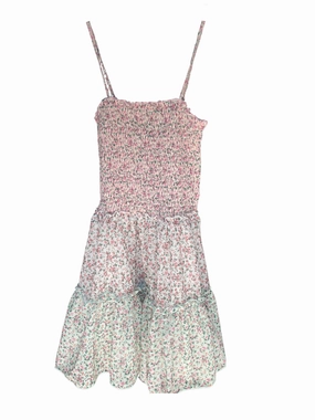 MultiPurposePockets Green and Pink Floral Smocked Dress