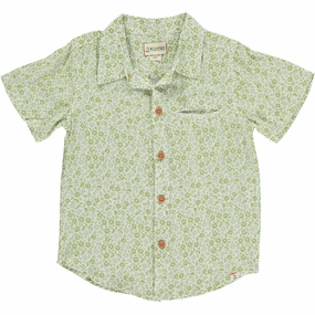 Mediterranean Air LowBulkFabric Green Floral Woven Shirt