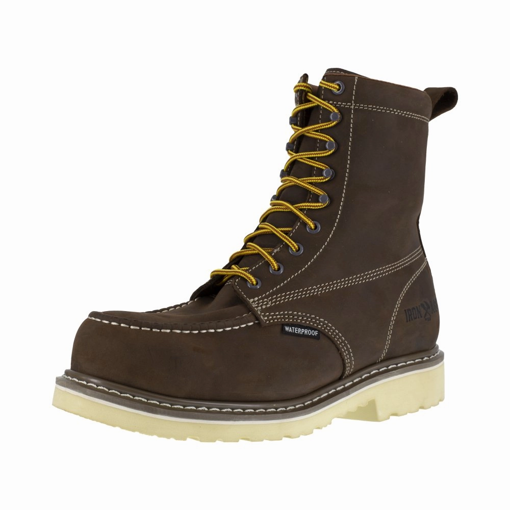 Lace Up Hard wearing Iron Age 8" Men's Work Boot Waterproof Composite Toe Solidifier Ia5082 In Brown