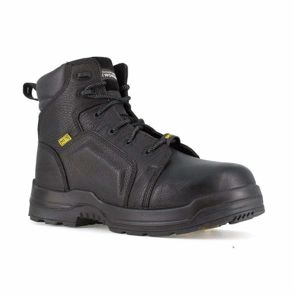 Rockport 6" Lace To Toe Men's Work Boot Composite Toe More Energy Rk6465 In Black Breathable Cushion Strong Lacing