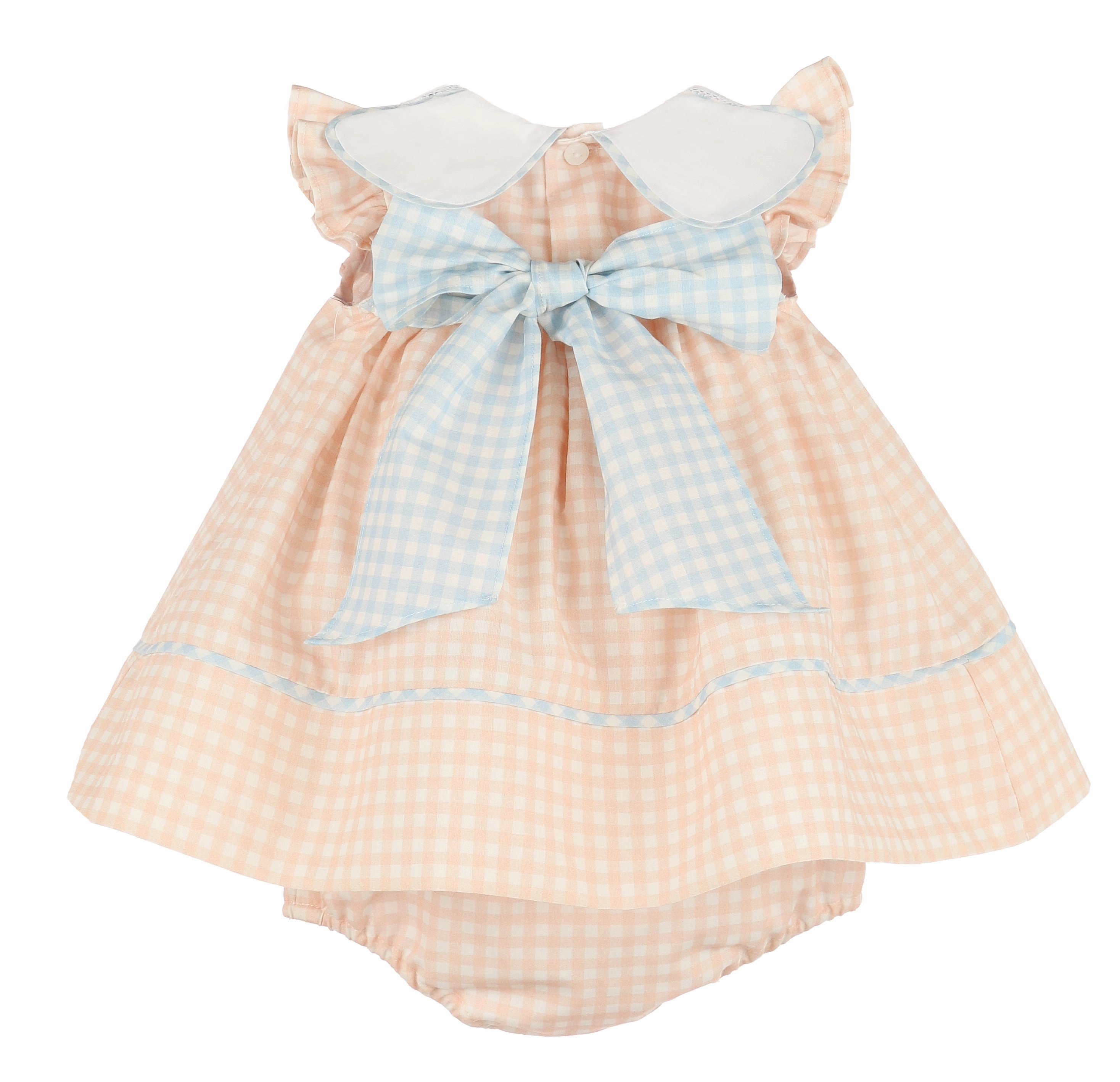 AbrasionFreeZone Classic Petal Collar Float Dress Peach Gingham