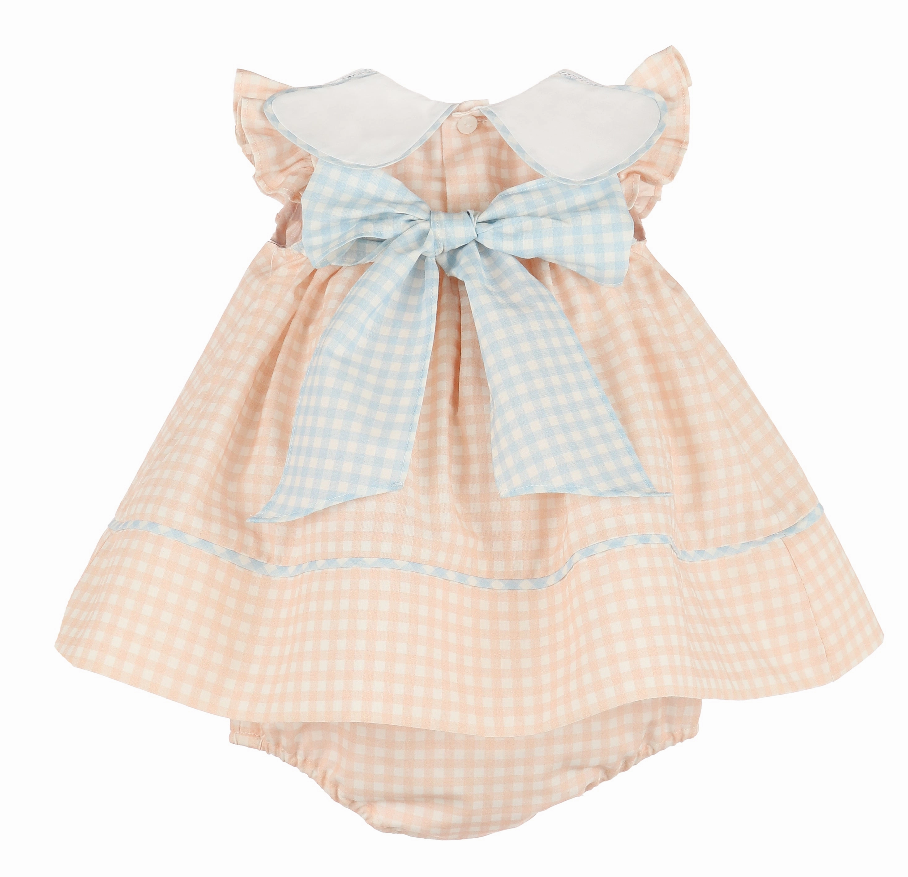 HypoallergenicTextile Stylish accessories Classic Petal Collar Float Dress Peach Gingham