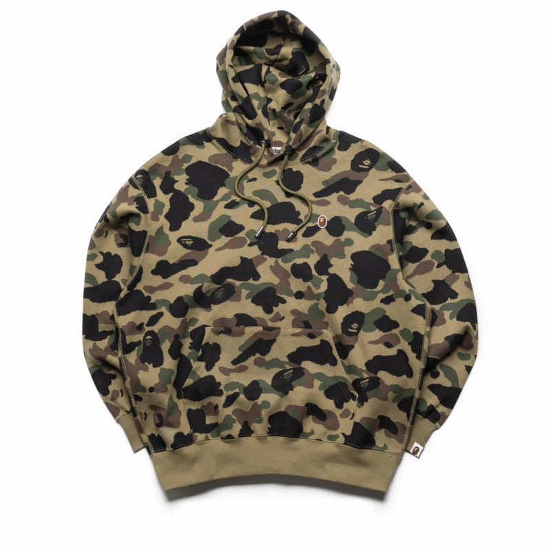 A Bathing Ape 1st Camo Jacquard One Point Relaxed Fit Hoodie - Green Basic Wear Glow Up