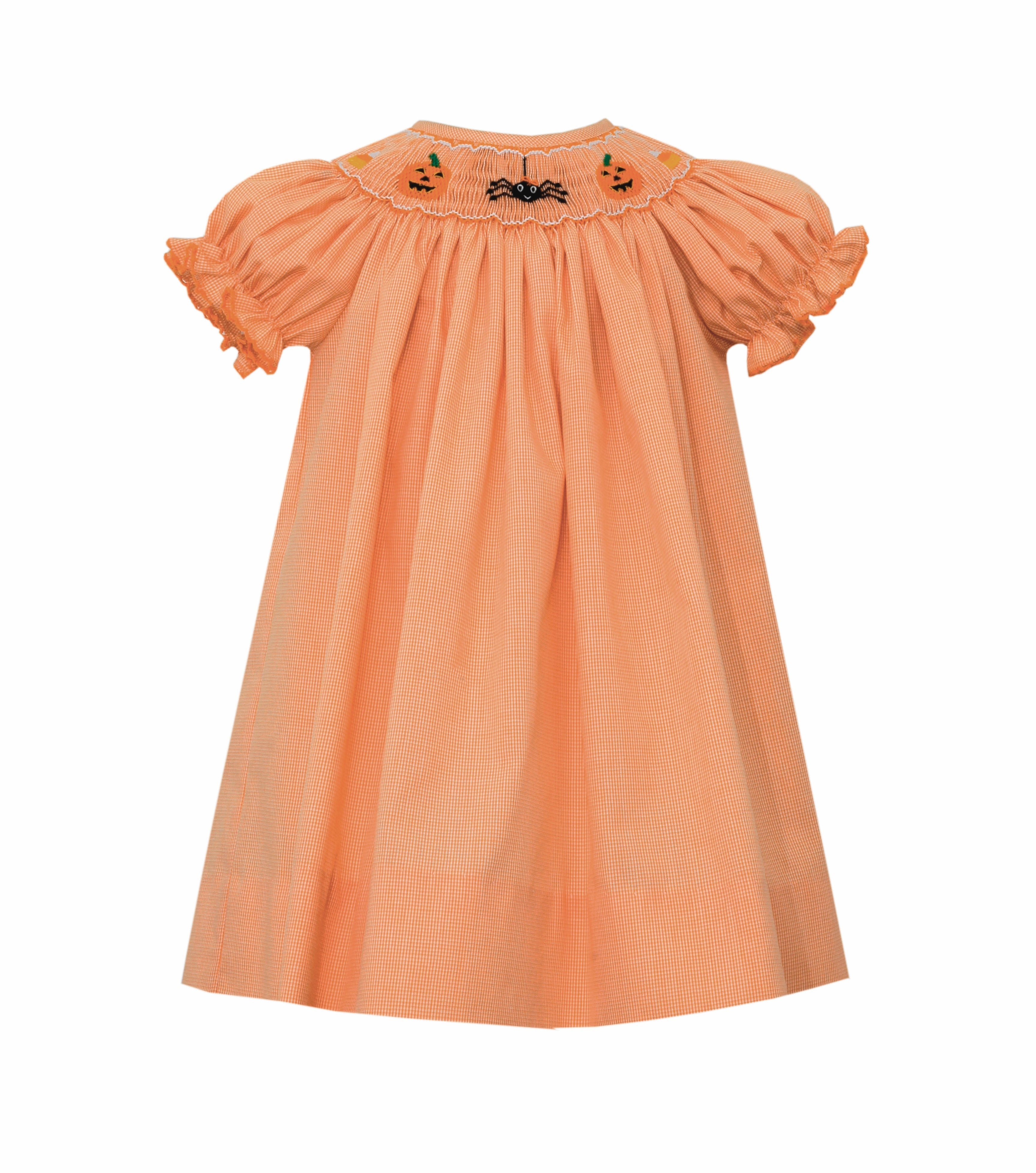 Winner Vibe MultiPanelDesign Halloween Micro Check Smocked Bishop Dress