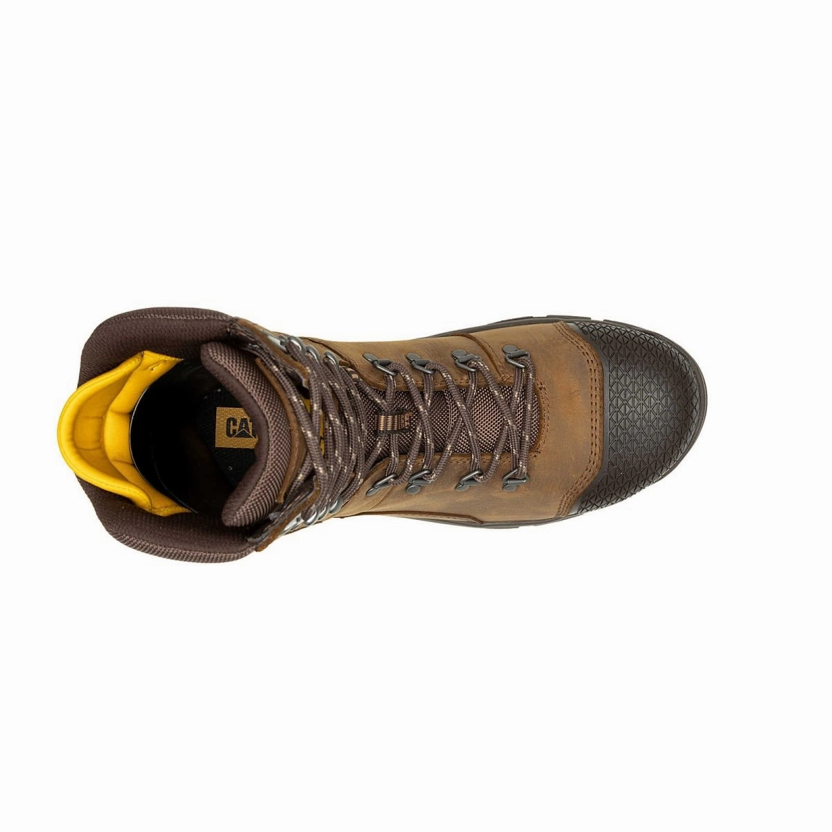 Caterpillar Accomplice X 8" Waterproof Steel Toe Men's Work Boot (p91642) In Real Brown Adjustable lacing Stable Support Snow Trekker