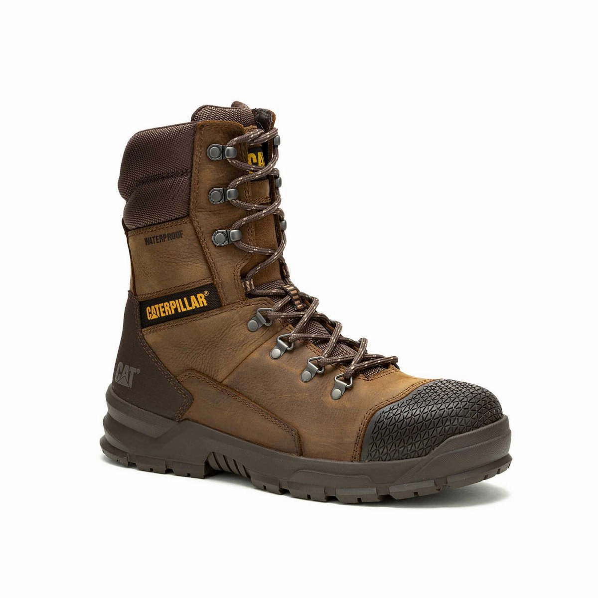 Utility Style Slip Resistant Night Travel Caterpillar Accomplice X 8" Waterproof Steel Toe Men's Work Boot (p91642) In Real Brown