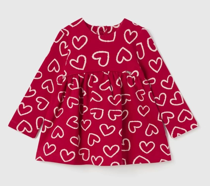 Quick Core River Flow Heart Knit Dress - Red