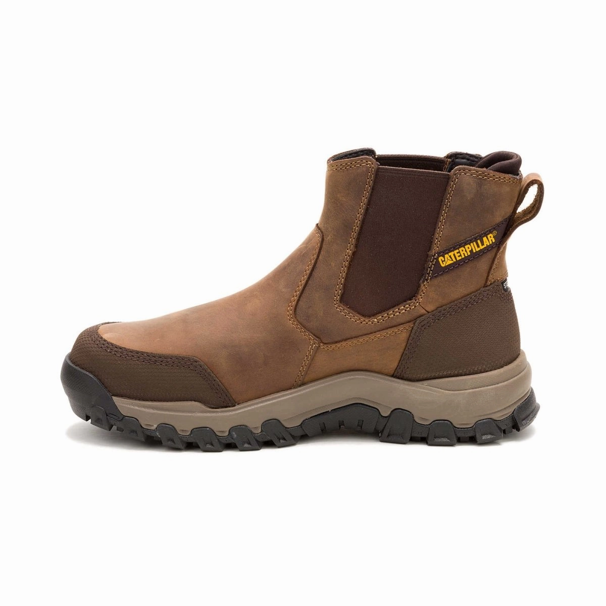 Caterpillar Men's Threshold Rebound Chelsea Waterproof Steel Toe Work Boot (P91783) In Bison Outdoor Explorer Heavy Weather