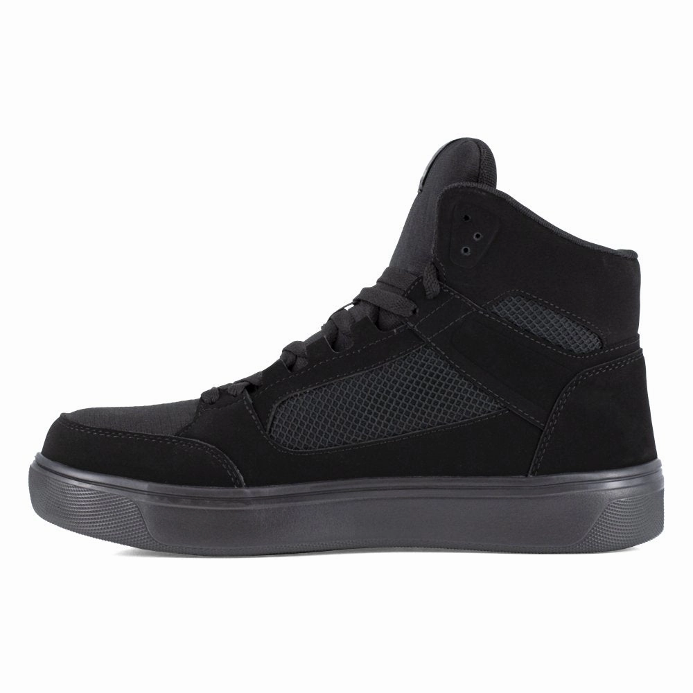 Shock Guard Shoes Slip Control Shoes Volcom Men's Skate Inspired Work High Top Composite Toe Shoes Evolve Vm30244 In Triple Black