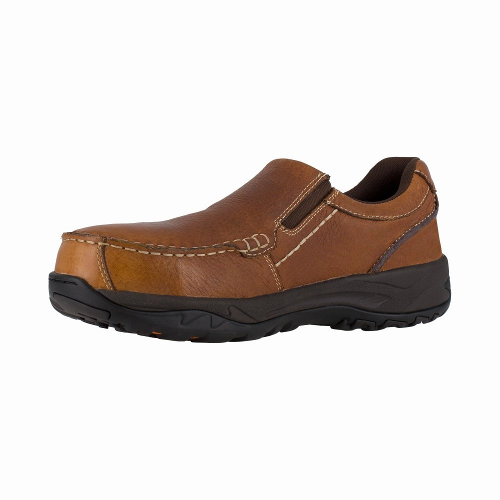 Professional Gear Rockport Work Slip-on Men's Composite Toe Shoe's Extreme Light Rk6748 In Brown