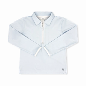 Henry Half Zip - Cotton Candy Blue Minigingham Sheer Fit World Edge