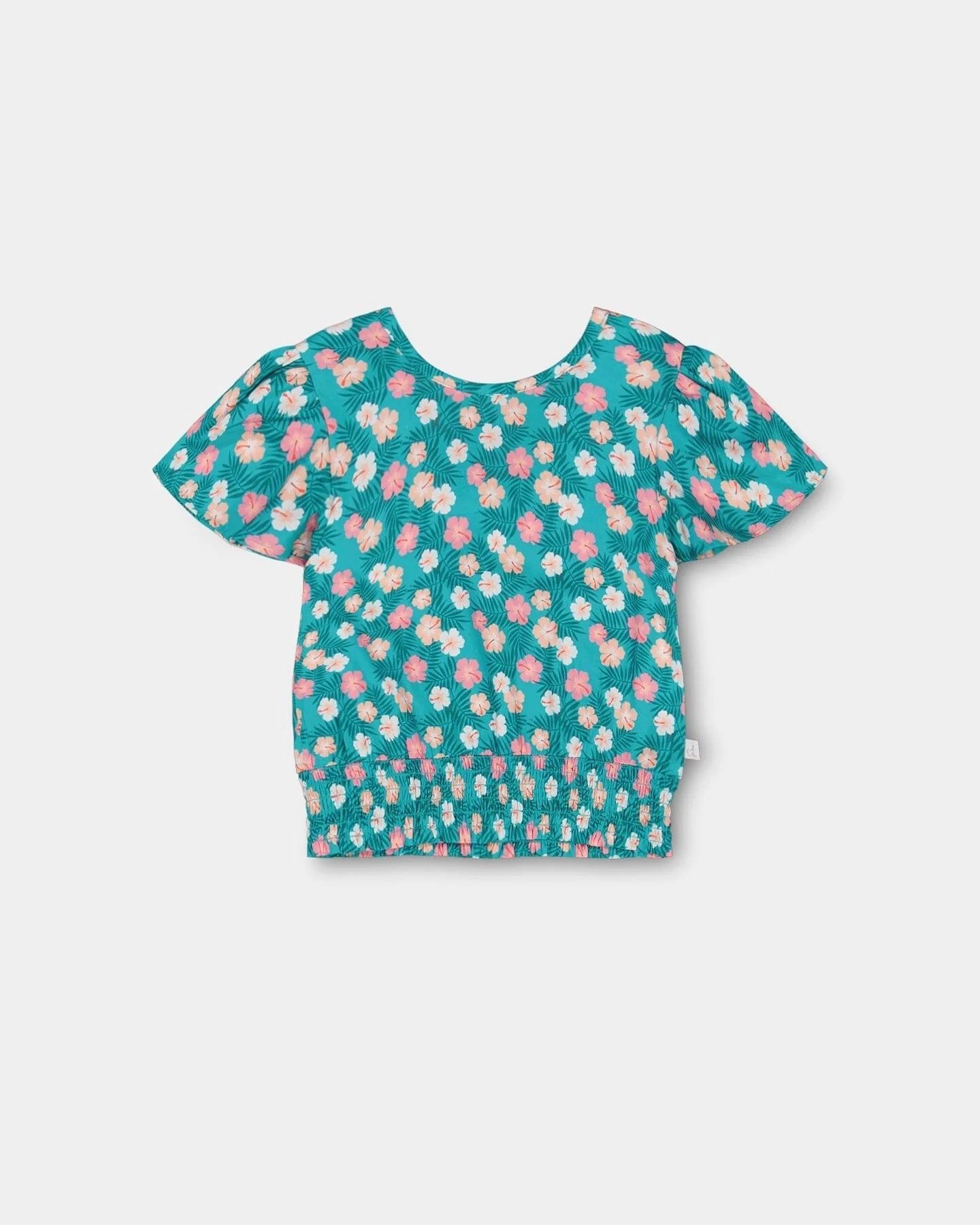 Trust Glow Hibiscus Print Turquoise Blouse