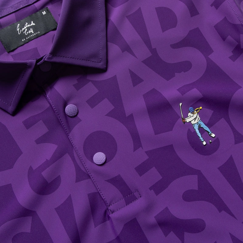 Eastside Golf Snap Placket Polo - Violet Shuffle Print Trendy Sweatpants All-Weather Wear