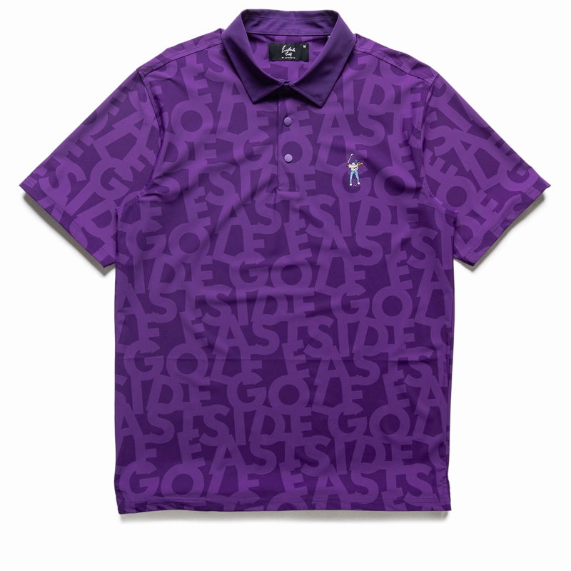 Modern Fashion Eastside Golf Snap Placket Polo - Violet Shuffle Print