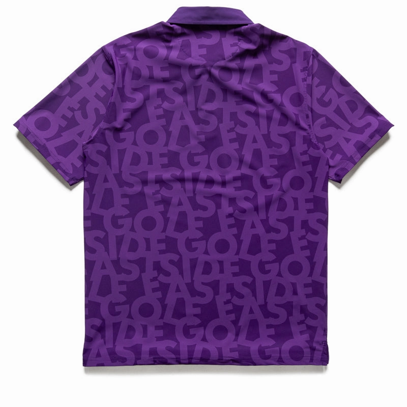 Eastside Golf Snap Placket Polo - Violet Shuffle Print Cozy Knit Conscious Core