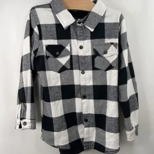 Size 4-5: Little Bibsy Black White Checkered Lined Long Sleeve Shirt Safari wear for children