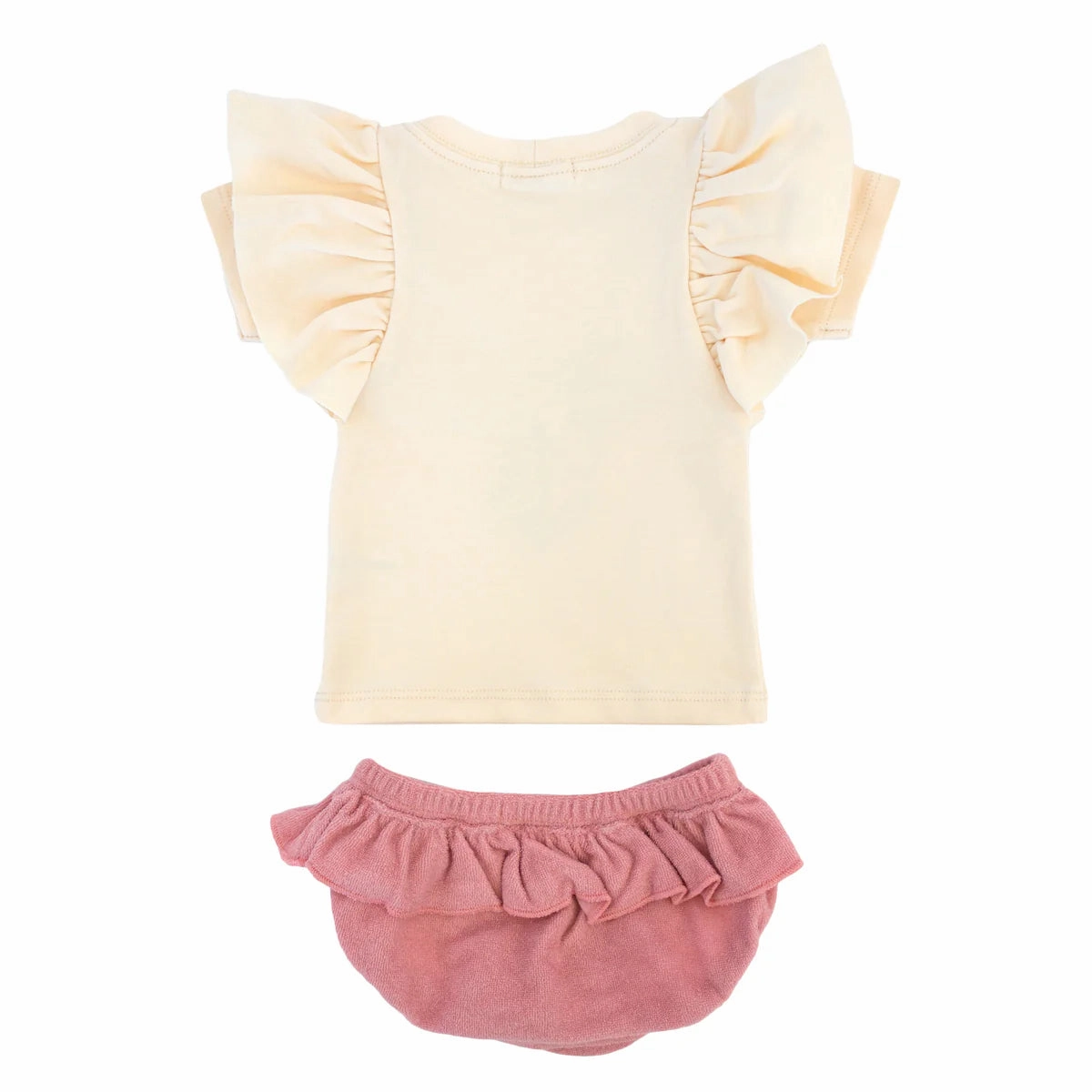 elastic waistband Butterfly Short Sleeve Tee with Terry Tushie - Blush Daisy Applique