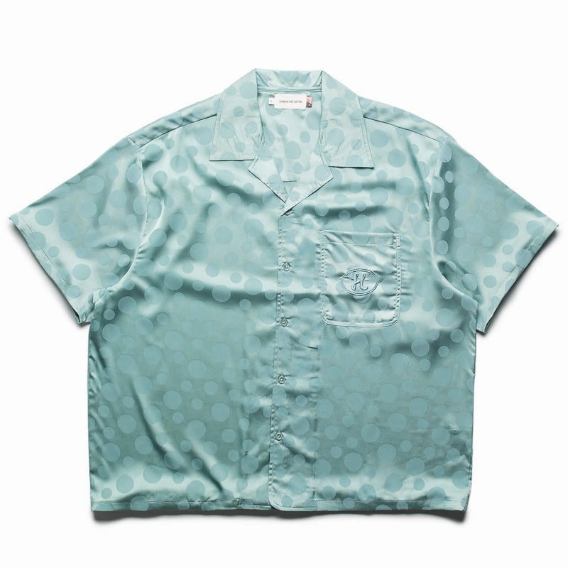 Push Edge Office Attire Honor The Gift Polka Dot Camp Shirt - Green