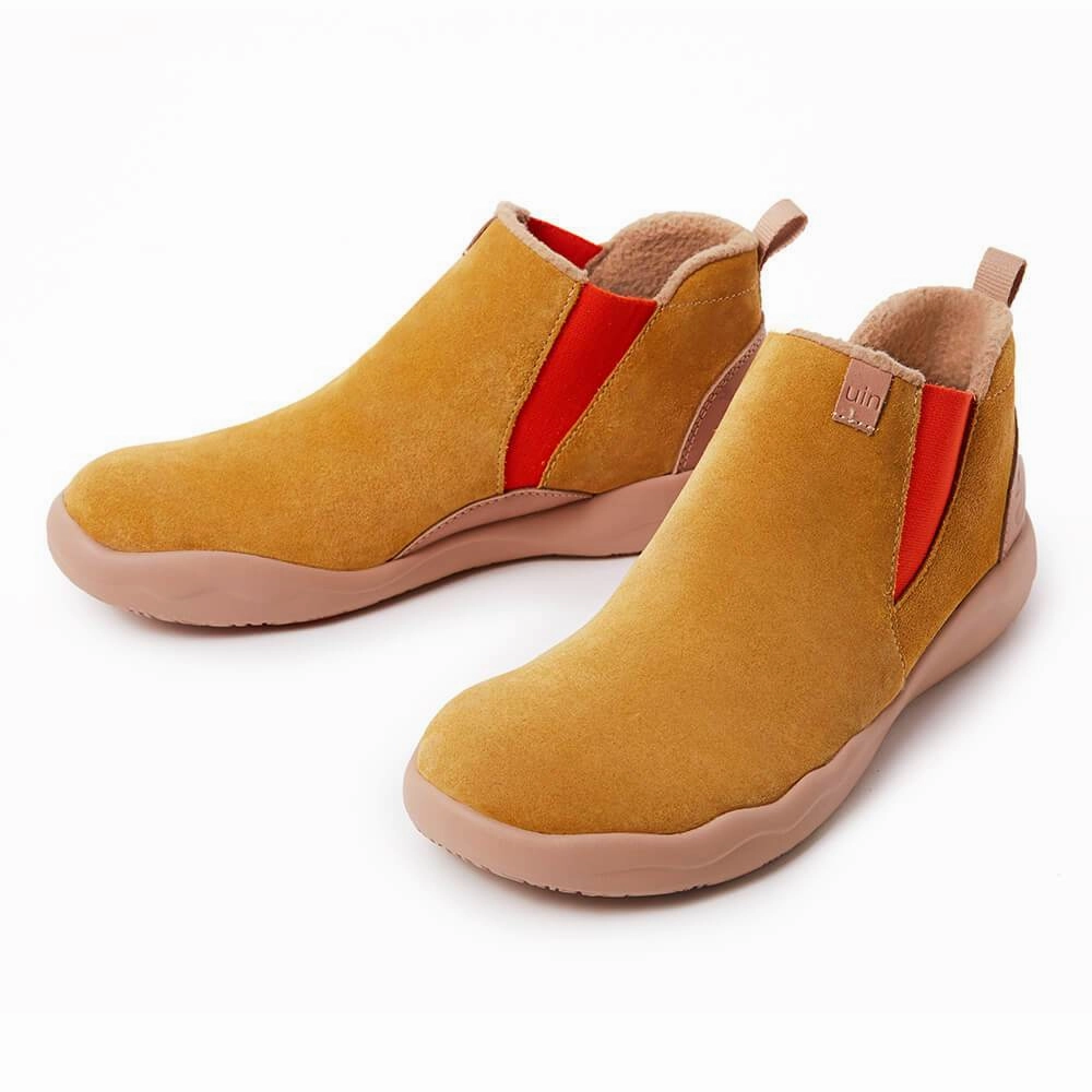 Granada Khaki Cow Suede Boots Men Contoured Midsole Thermal Protection