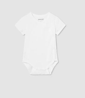 White Crossover Snap Bodysuit Hypoallergenic Fibers
