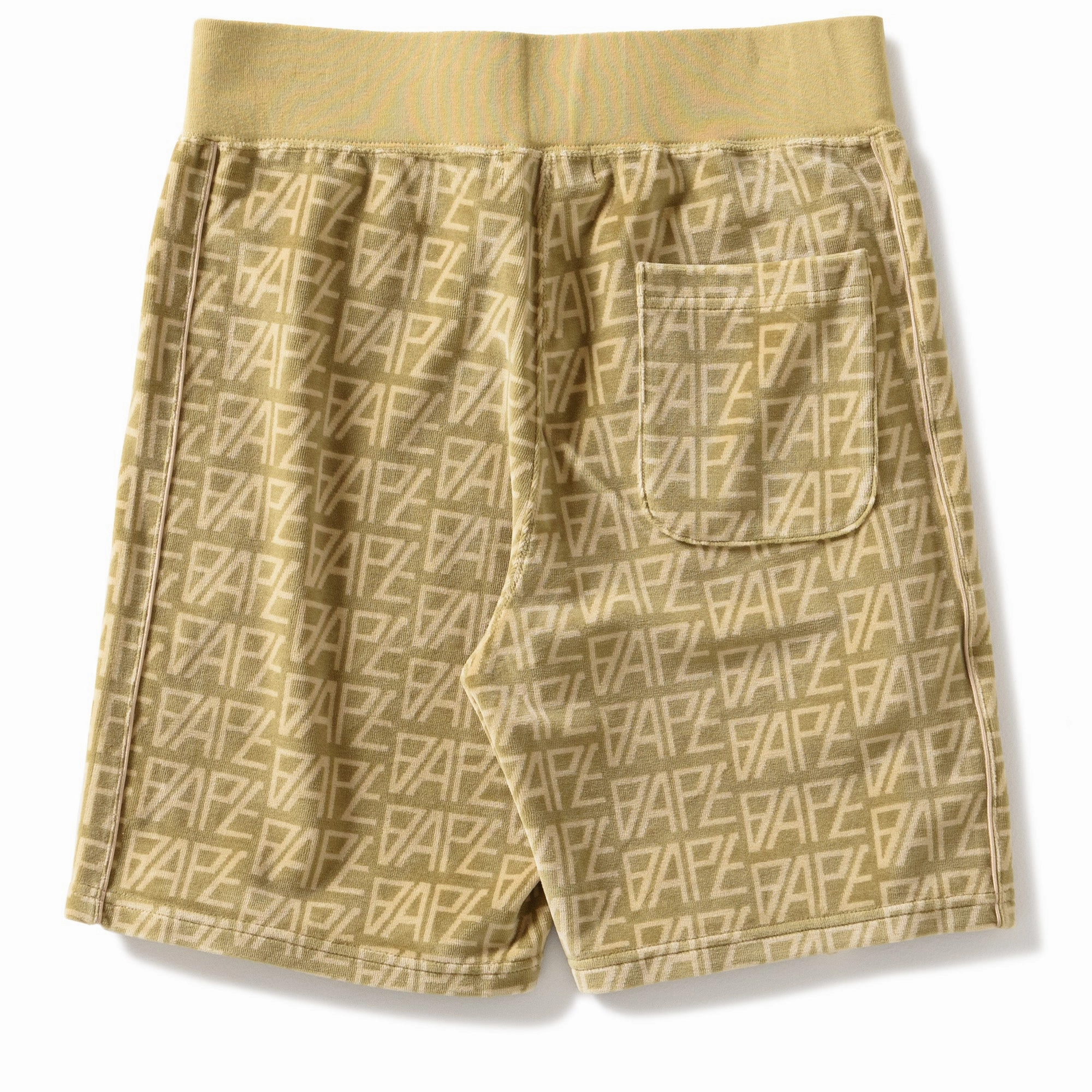 Reinforced Edges A Bathing Ape Logo Monogram Velour Shorts - Beige