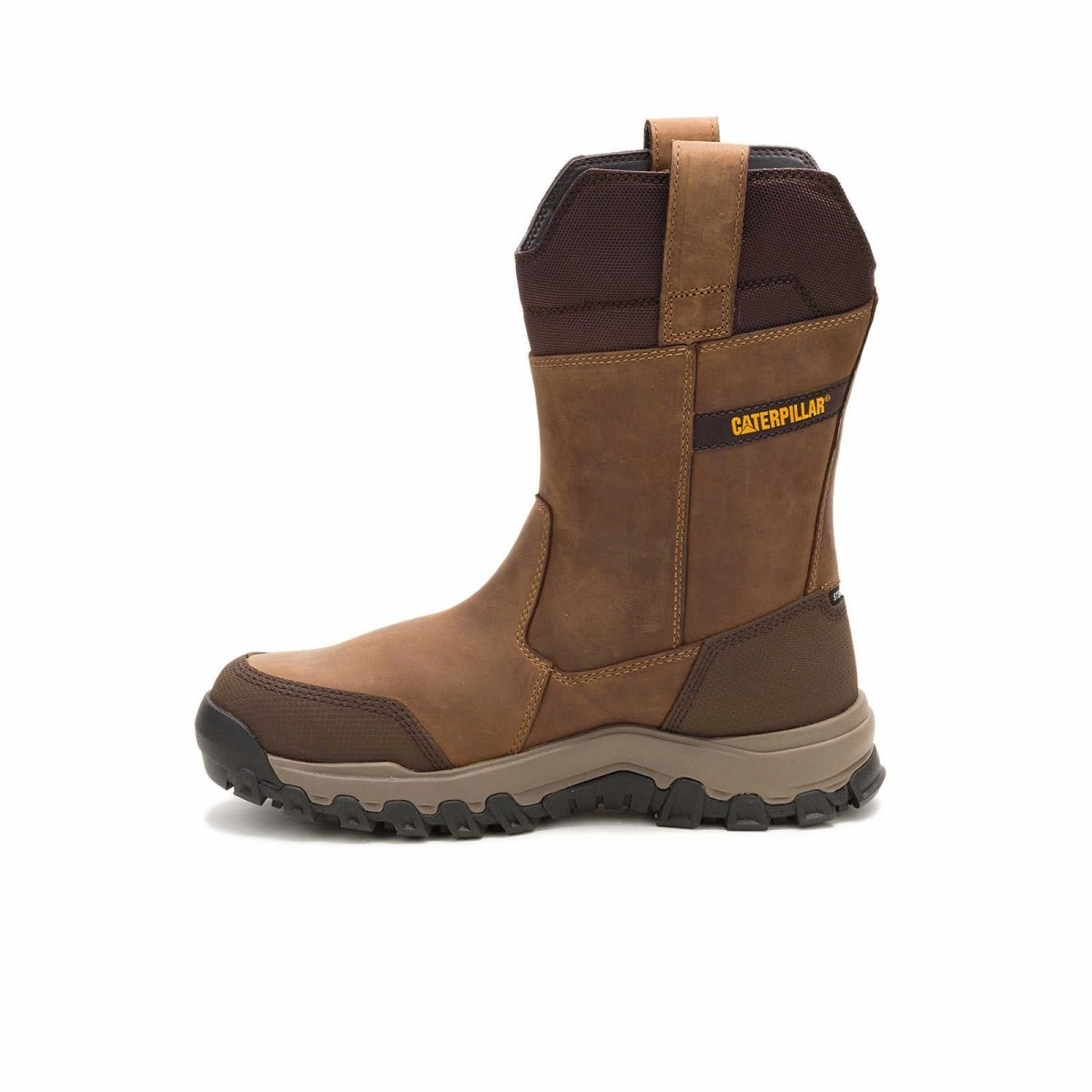 Mid Rise Caterpillar Men's Threshold Rebound Pull-On Waterproof Steel Toe Work Boot (P91772) In Bison