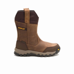 Caterpillar Men's Threshold Rebound Pull-On Waterproof Steel Toe Work Boot (P91772) In Bison Craft Collector Desert Design