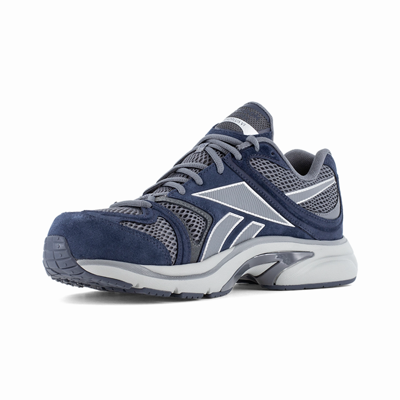trekking adventure sneakers Multi Terrain Grip Reebok Work Premier Road Plus VI Work RB5203 Men's Athletic Work Shoe in Navy and Gray