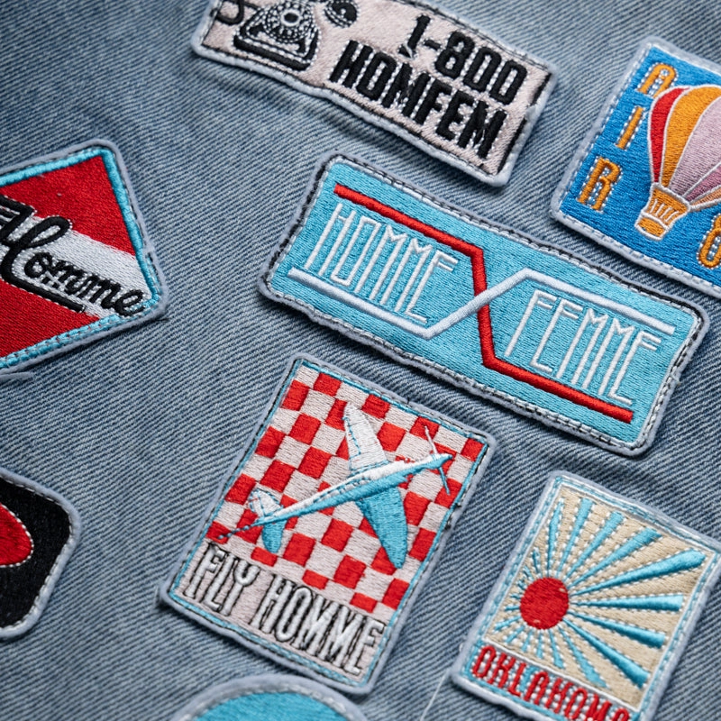 Homme Femme Road Trip Shorts - Blue Denim Ventilated Back Panel Warm Knit