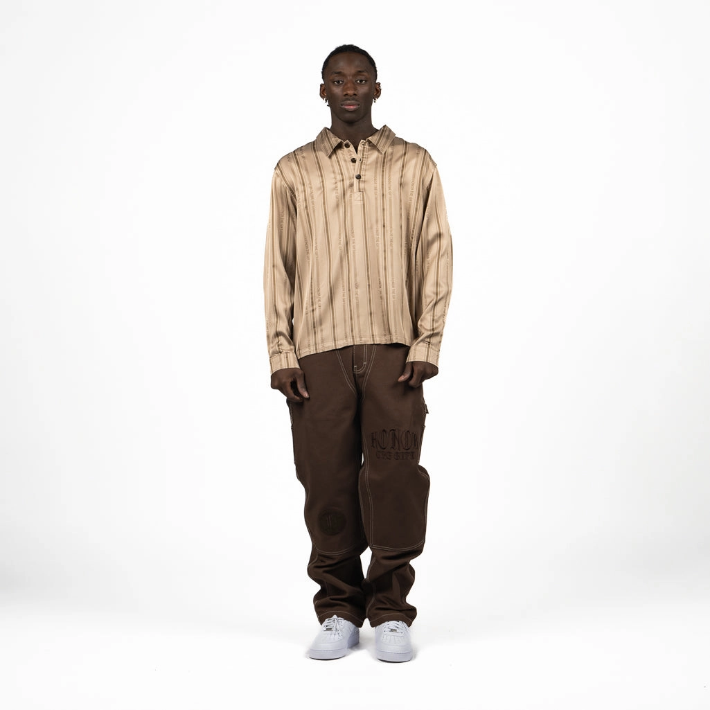 Honor The Gift Honor Stripe L/S Henley - Tan Handmade Fit