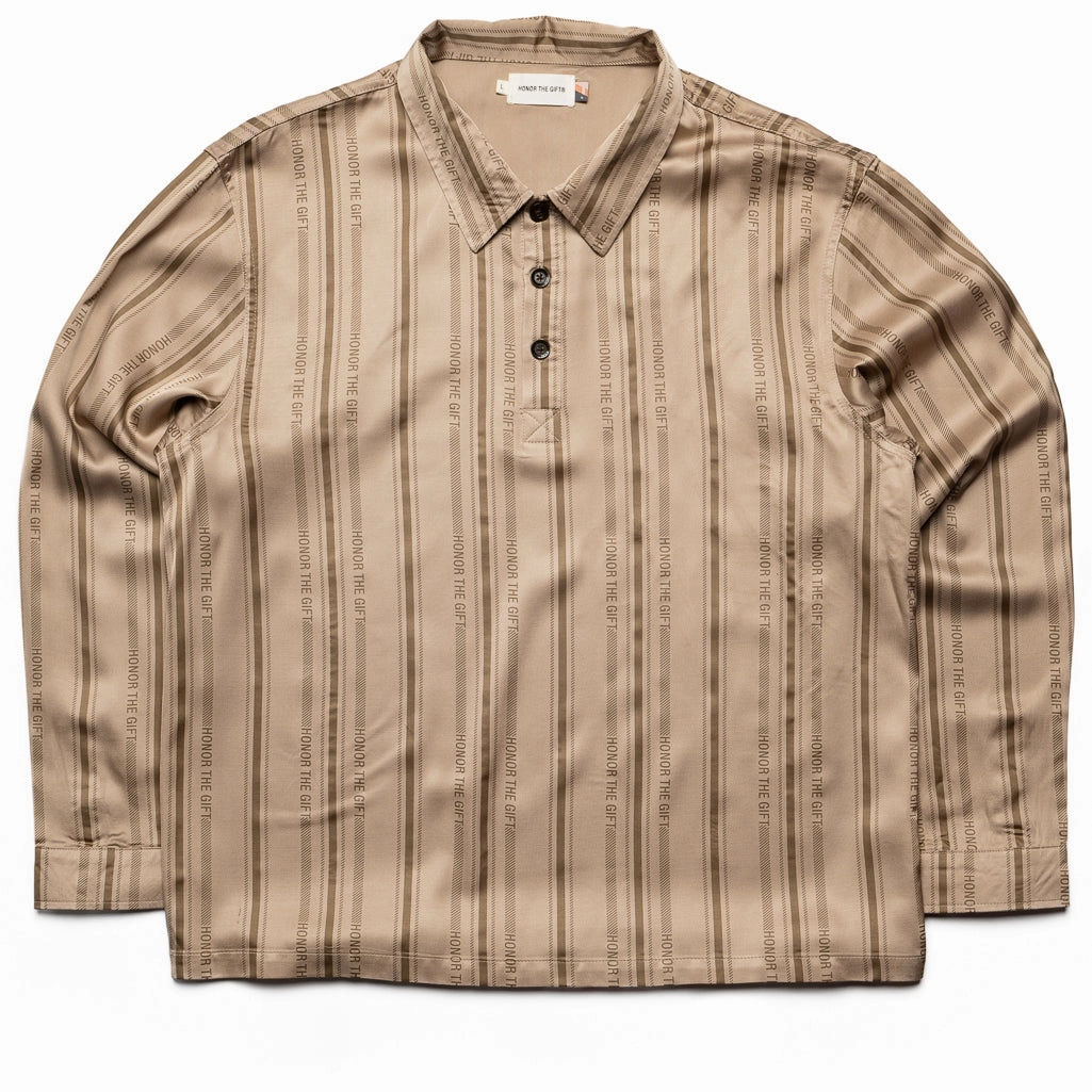 MultiDirectionalFlex FadeResistant Color Honor The Gift Honor Stripe L/S Henley - Tan
