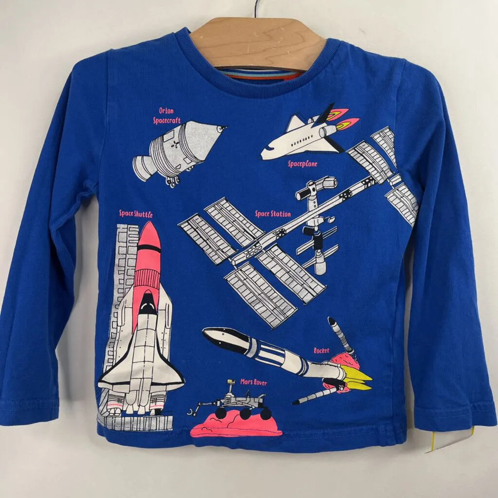 Plus - size Size 2-3: Mini Boden Blue Space Print Long Sleeve Shirt