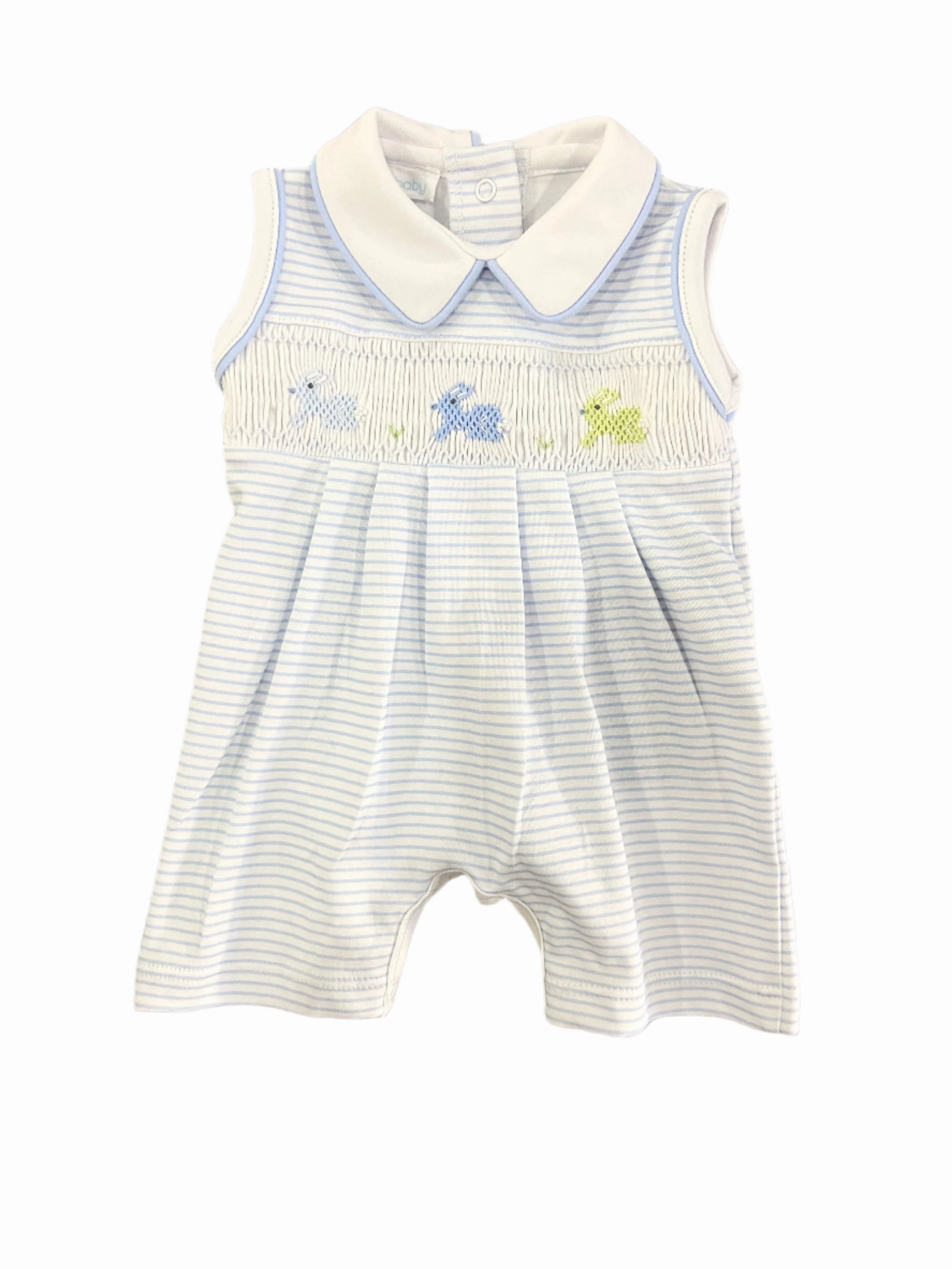 Hoppity Hop Classics Smocked Short Playsuit - Light Blue Balance Core