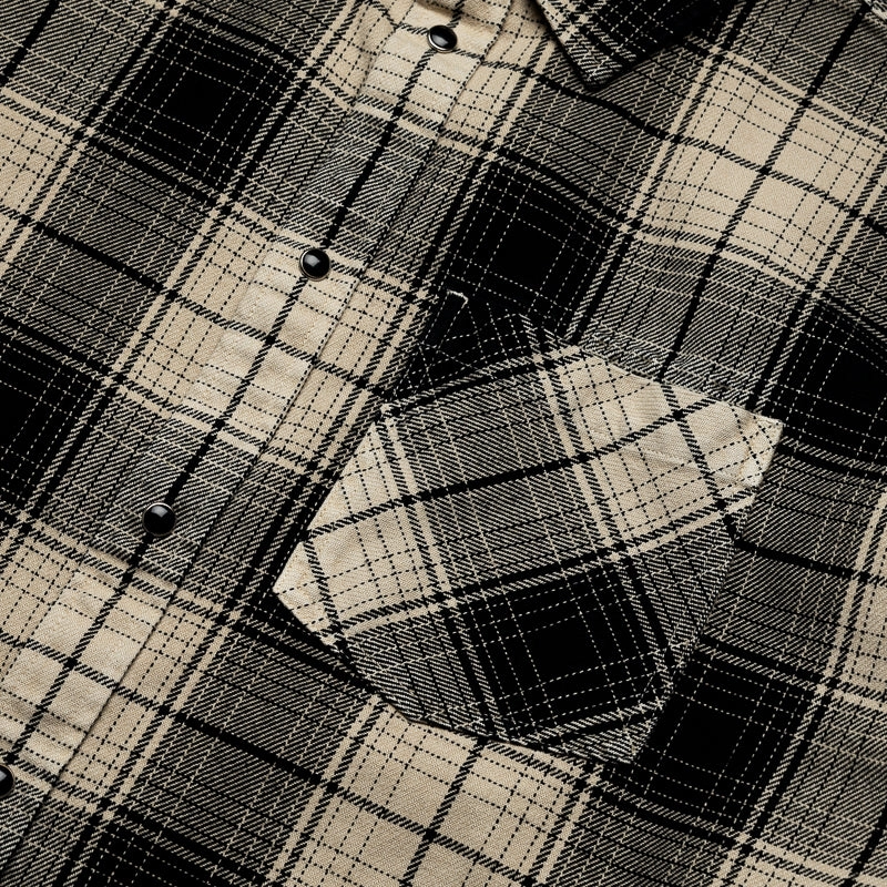 PreShrunkFabric Purple Brand Wordmark Plaid Western Shirt - Brown